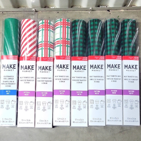 Makers Market Festive Heat Vinyl Set - Green, Red, and White. Bundle Of 8 - Picture 1 of 13